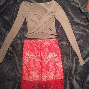 AKIRA Chicago lace overlay skirt